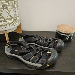 Keen Black and Gray Sandals with Yellow Highlights